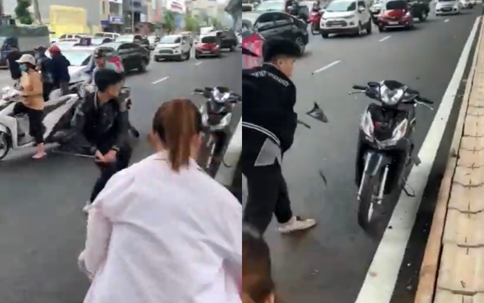 Hình ảnh Anh đập vỡ xe người tham gia giao thông.