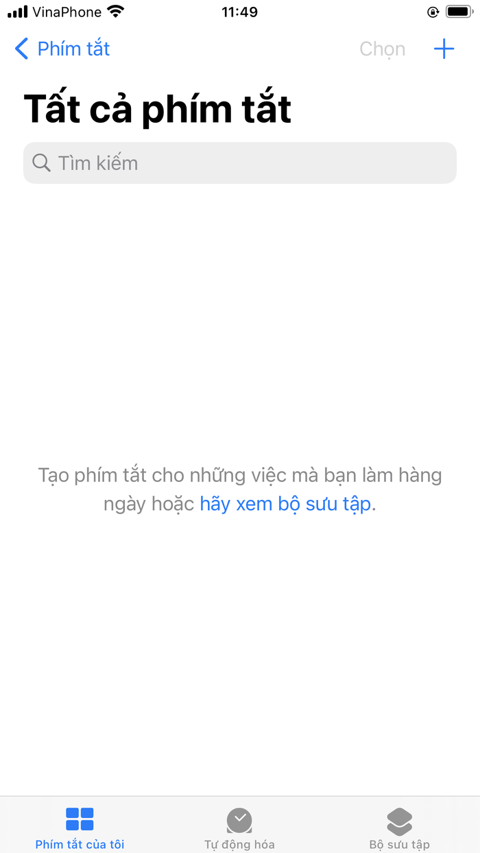 Bước 2: Bấm vào biểu tượng cộng ' ' góc trên bên phải màn hình.