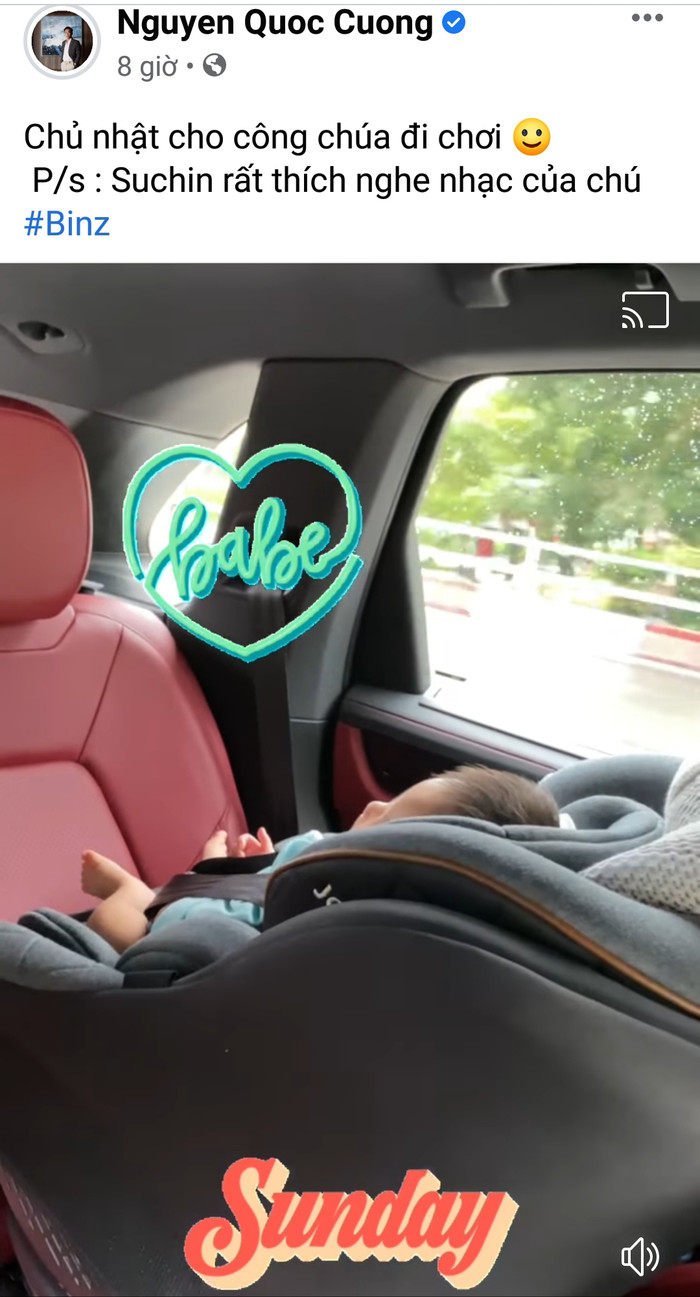 Chở con gái đi chơi bằng siêu xe, Cường Đô La khoe Suchin còn nhỏ đã có gu âm nhạc 'chất' Ảnh 3