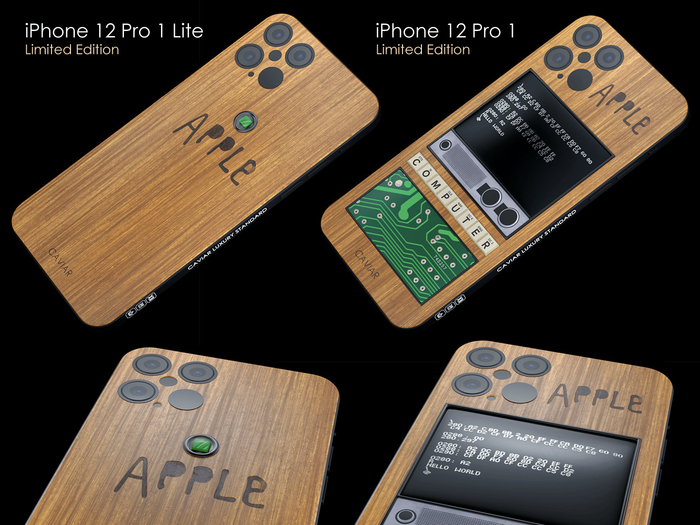 Caviar đã bắt đầu phát triển một phiên bản iPhone 12 Pro giới hạn, với thiết kế lấy cảm hứng từ Apple I - chiếc PC đầu tiên của Apple được phát hành cách đây hơn 40 năm trước. (Ảnh: Caviar)