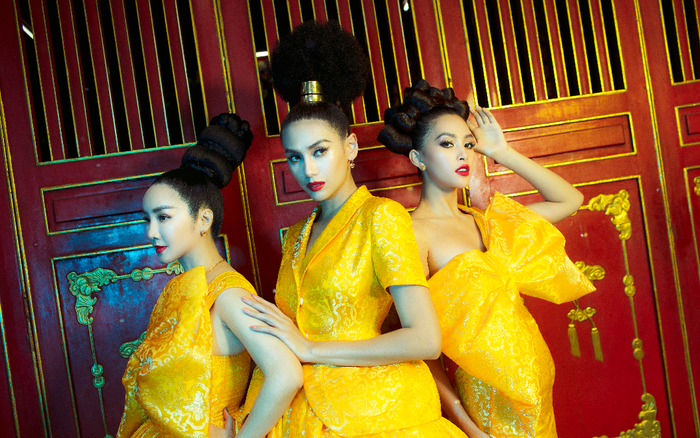 Hoa hậu Tiểu Vy, Võ Hoàng Yến, Giáng My đọ sắc cùng tông vàng rực rỡ, uy nghiêm Ảnh 2