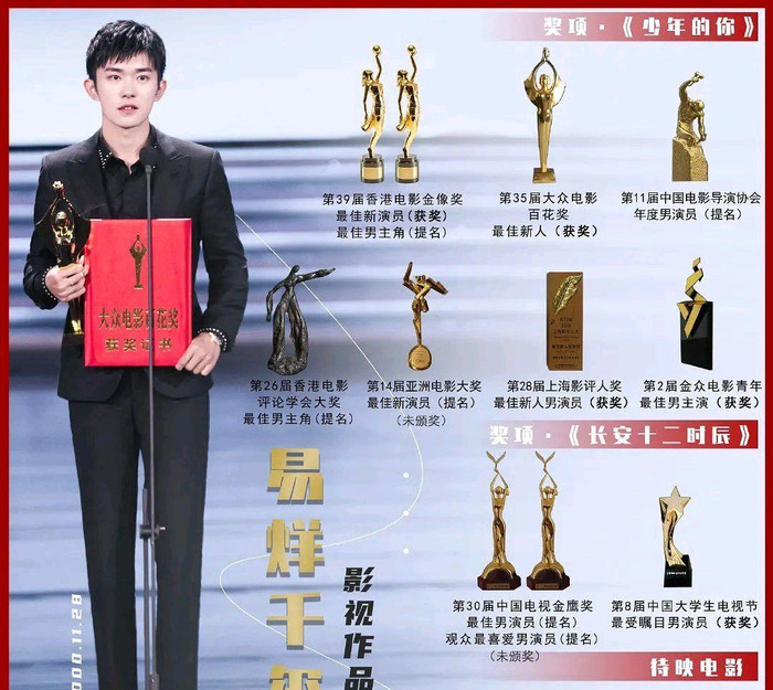  Chỉ dựa vào tác phẩm 'Em của thời niên thiếu' Dịch Dương Thiên Tỉ đã nhận được nhiều giải thưởng danh tiếng trong sự nghiệp