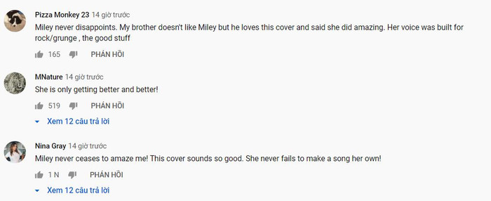 Màn cover Heart Of Glass của Miley đã nhận được vô số các bình luận tích cực.