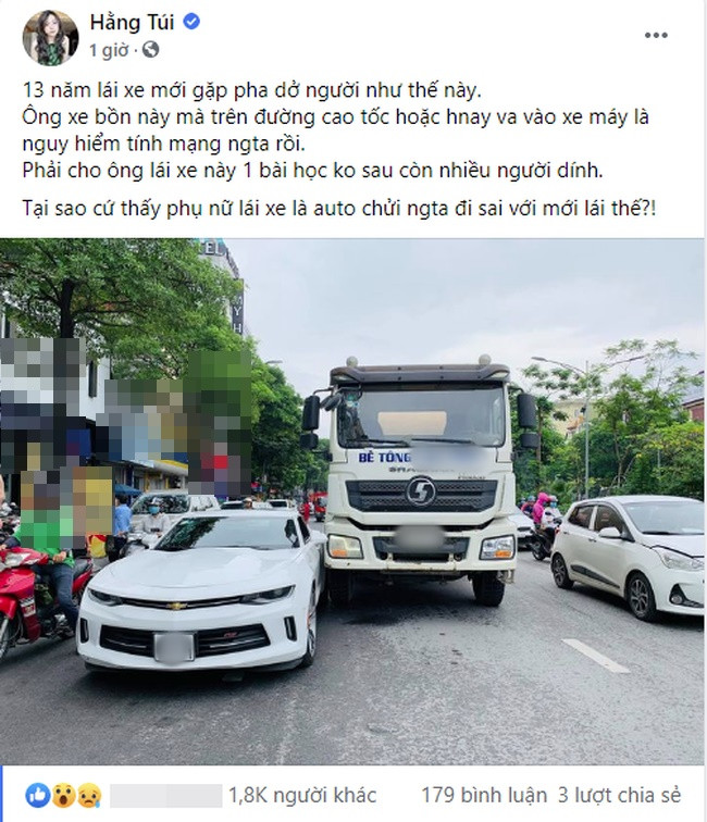 Câu chuyện tai nạn giao thông mà hotmom Hằng Túi chia sẻ nhanh chóng thu hút sự quan tâm của CĐM. 