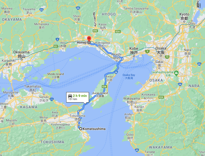 Đoạn đường từ chỗ Taro đến khách sạn nơi bạn gái của anh ở cùng 'người thứ 3'. (Ảnh: Mashable)