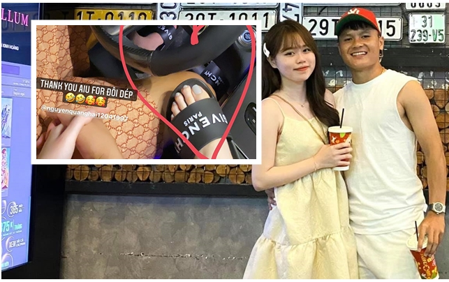 Huỳnh Anh ngồi xe Mercedes, khoe được Quang Hải tặng đôi dép hàng hiệu Ảnh 2