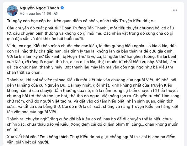 Nhà văn Nguyễn Ngọc Thạch làm 'dậy sóng' dư luận khi phát ngôn chê bai truyện Kiều của Nguyễn Du Ảnh 2