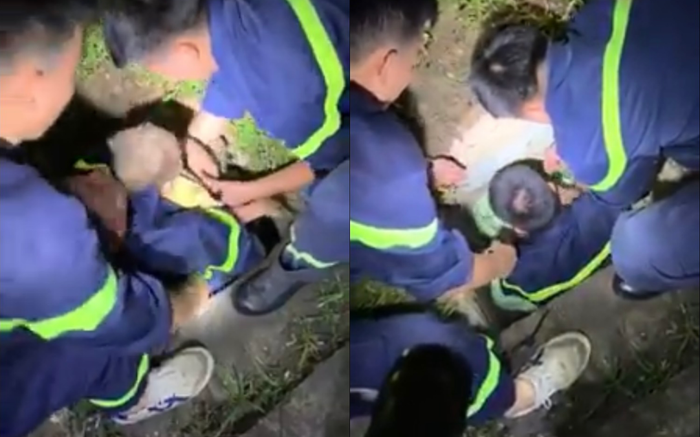 Cảnh sát tháo nắp cống thoát nước giải cứu bé trai 1 tuổi bị mắc kẹt Ảnh 2