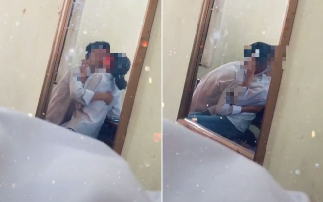 Nam sinh thản nhiên thể hiện hành động nhạy cảm với bạn gái tại lớp học khiến nhiều người bức xúc Ảnh 2