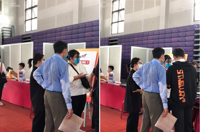 Hình ảnh người bố chạy đôn chạy đáo trong ngày đầu tiên làm thủ tục nhập học của con khiến nhiều người 'cay khóe mắt'. Ảnh: Cộng đồng Sinh viên Đại học Tôn Đức Thắng