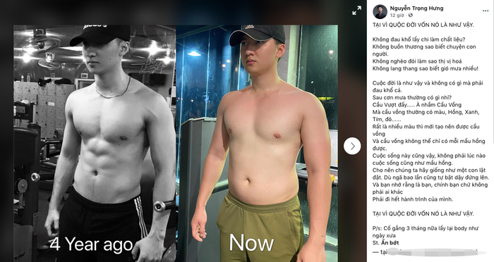 Trọng Hưng lại đăng triết lí nhưng lần này lại kèm với ảnh tăng cân chóng mặt Ảnh 3