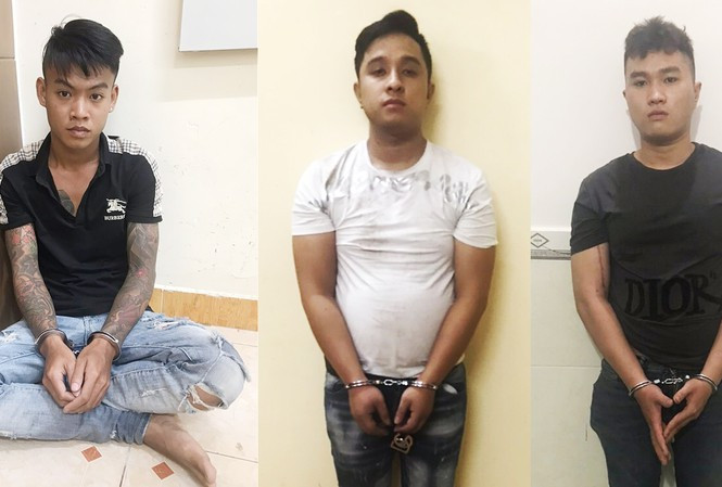 Đối tượng Trần Hoàng Lâm (SN 1995, TPHCM), Lê Nguyễn Bảo Ngọc (SN 1996, TPHCM), Lê Văn Sơn. Ảnh CA