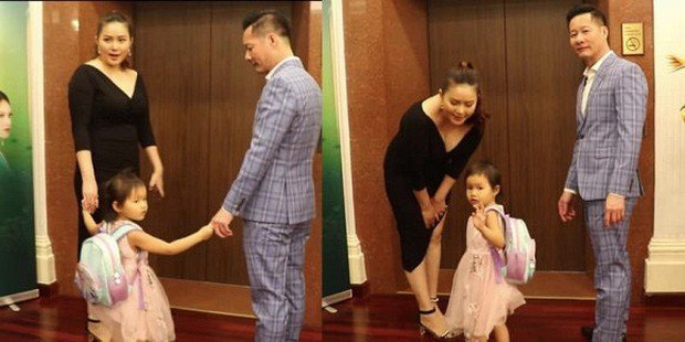 Dù chọn chiếc đầm tối màu nhưng bà xã đại gia Đức An vẫn khó giấu đi vóc dáng thay đổi rõ rệt