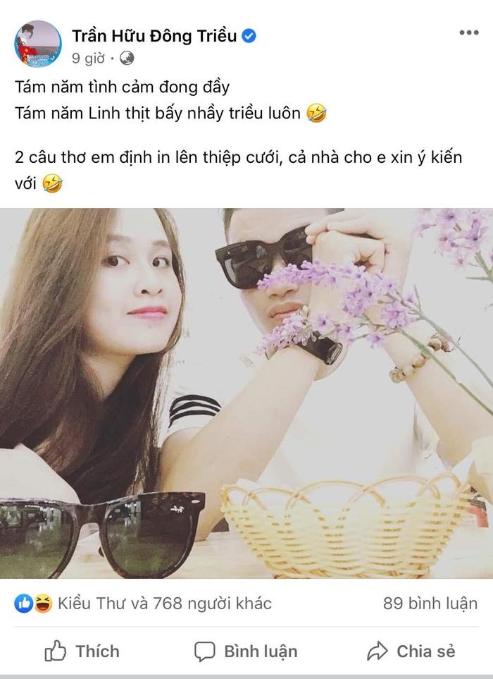 Trần Hữu Đông Triều làm thơ in thiệp cưới sau 8 năm yêu nhau Ảnh 1