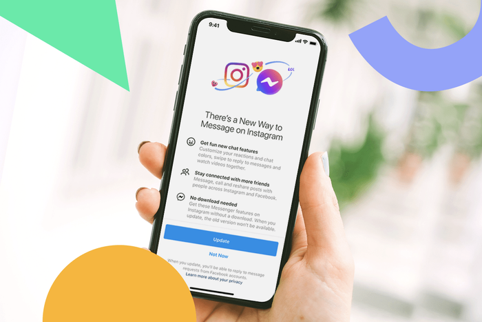Facebook sẽ thực hiện thay đổi mới khi gộp chung ứng dụng nhắn tin Direct Message của Instagram với Messenger của Facebook. (Ảnh: Later.com)