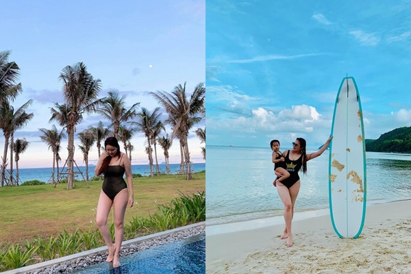 Được chồng chăm chút nên tâm lý của Phan Như Thảo khá thoải mái và tự tin với ngoại hình.