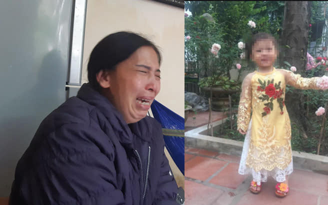 Bà Vũ Thị Dự (bà ngoại cháu Minh Minh) gào khóc trước nỗi đau mất cháu. 