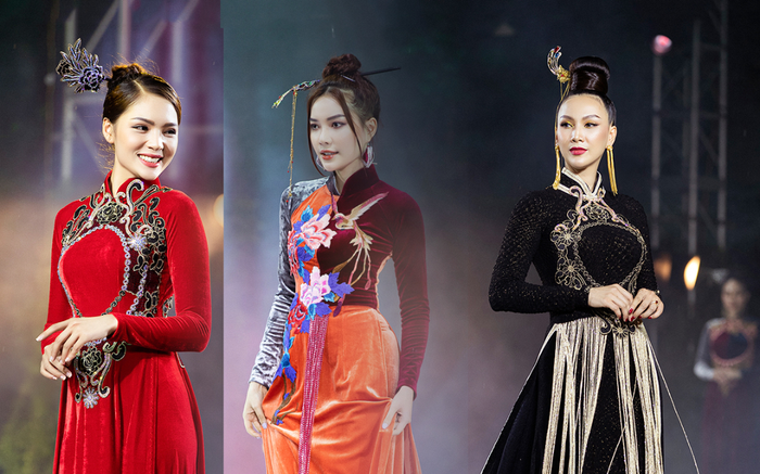 Ngây ngất với những tà áo dài nhung thêu đính họa tiết di sản văn hóa Việt kì công Ảnh 2