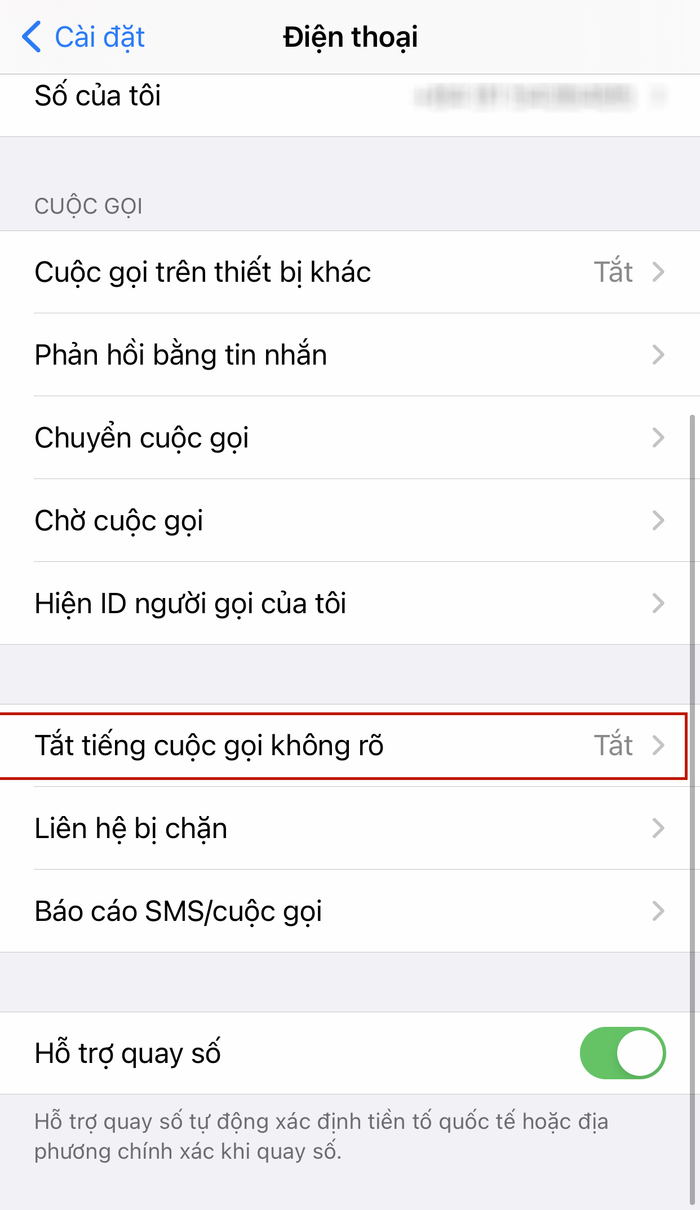 Chọn Tắt tiếng cuộc gọi không rõ và tắt tuỳ chọn này đi là được.