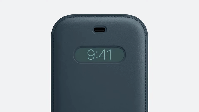 Vỏ bảo vệ này có một phần khuyết để người dùng có thể xem thời gian trên thiết bị. (Ảnh: Apple)