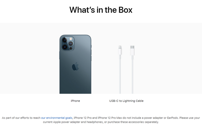 Apple nói rằng hãng không bán kèm EarPods và cục sạc với iPhone 12 vì lý do môi trường. (Ảnh: SAYS / Apple)