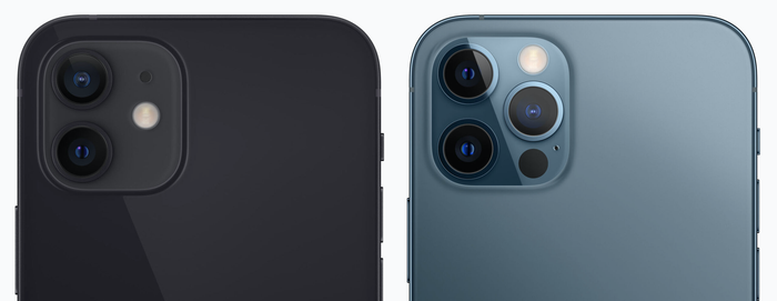 Về mặt hình thức, bộ đôi iPhone 12 mini và iPhone 12 có sự khác biệt về số lượng camera sau so với iPhone 12 Pro và iPhone 12 Pro Max. (Ảnh: Apple)