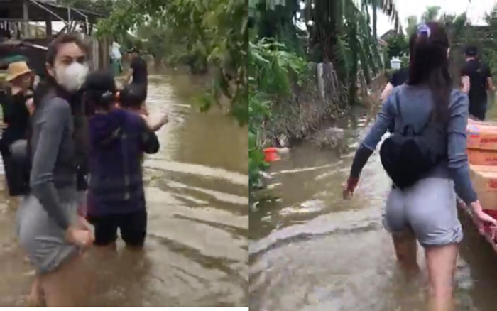 Thủy Tiên xắn quần lội nước đi từ thiện vùng 'rốn lũ' mà vẫn lộ dáng siêu đẹp Ảnh 2
