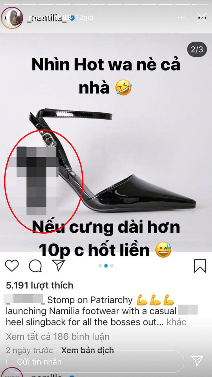Thậm chí, giày cao gót có phần đế 'nhạy cảm' liên quan đến bộ phận sinh dục nam cũng được nữ hoàng nội y tăm tia 