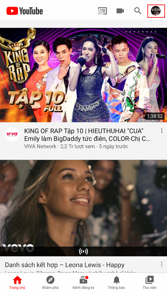 Để kích hoạt chế độ này, tại giao diện chính của ứng dụng YouTube, bạn bấm vào hình đại diện của tài khoản Google nằm ở góc trên bên phải.