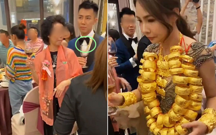 Cô dâu 'gánh nặng' ngày cưới, đeo vàng 'trĩu cổ' nhưng nhìn qua chú rể, dân mạng không khỏi bất ngờ Ảnh 2