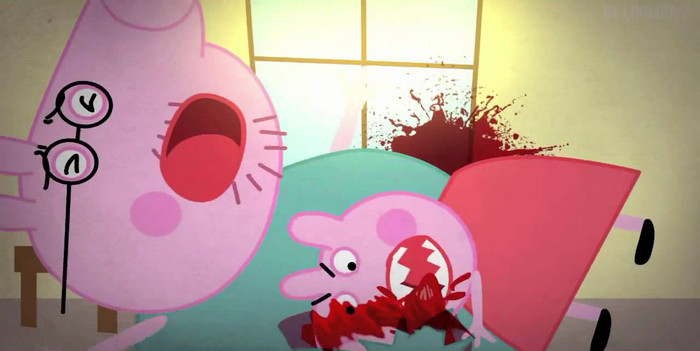 Cảnh bạo lực, máu me xuất hiện trong một tập phim Peppa Pig giả mạo trên YouTube. (Ảnh: Internet)