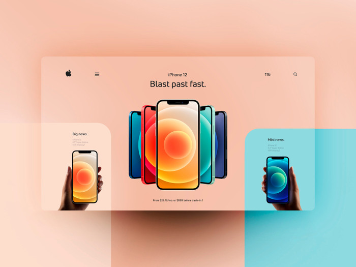 Phiên bản iPhone 12 mini được Apple bán ra với giá khởi điểm là 699 USD. (Ảnh: Maxim Nilov / Dribbble)