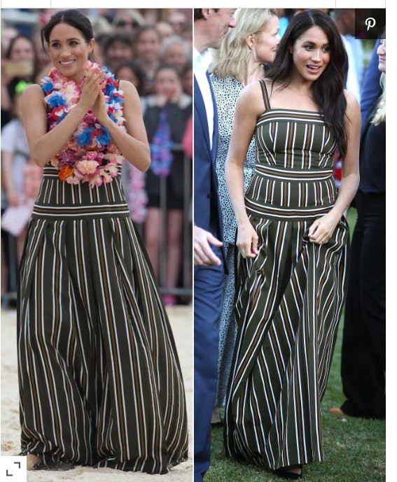 Bộ váy kẻ sọc đậm âm hưởng mùa hè được Meghan Markle từng lăng xê 