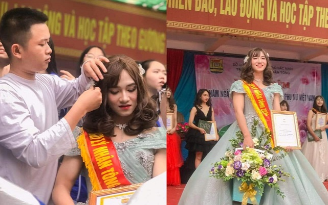 Nam sinh với màn giả gái 'xuất thần' khiến nhiều người mê mẩn, xuất sắc 'ẵm' luôn danh hiệu Á khôi của trường Ảnh 2