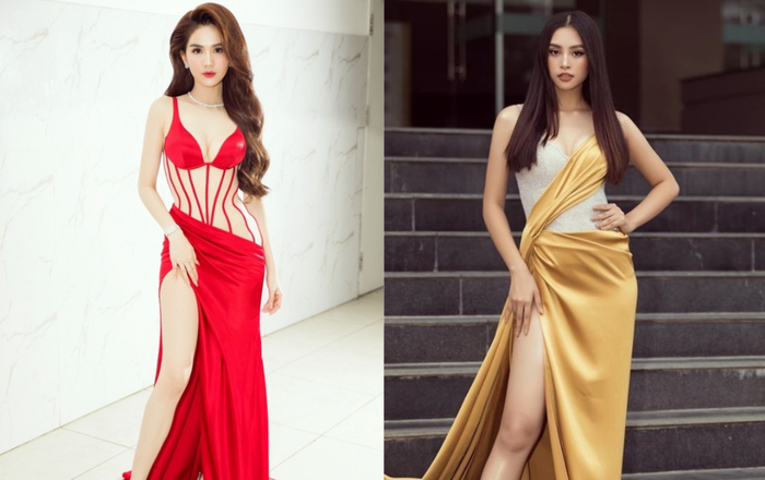 Ngọc Trinh, Mai Phương Thúy, Tiểu Vy vất vả che chắn tránh sự cố khi diện váy xẻ quá hiểm Ảnh 2