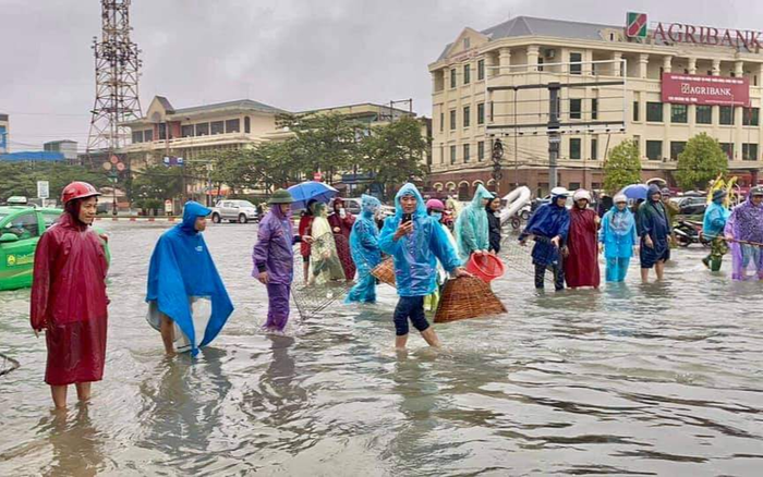 Người dân TP Hà Tĩnh đổ xô ra đường bắt cá Ảnh 2