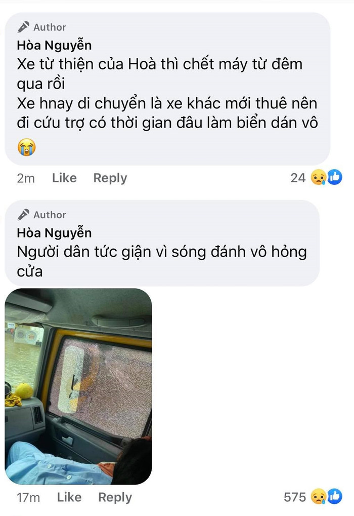 Cứu thai phụ, nước cuốn xe của Hoà Minzy vào nhà khiến người dân hiểu lầm ném đá vỡ kính oto Ảnh 3