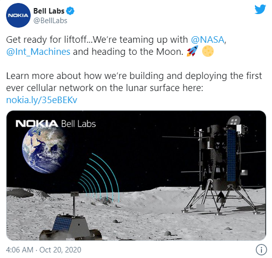 Bài đăng trên tài khoản Twitter chính thức của Nokia Bell Labs.