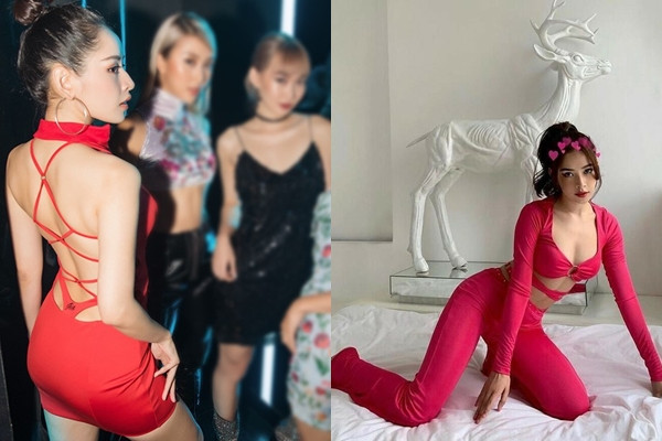 Chi Pu cũng gây ấn tượng với chiếc váy ôm sát đươc thiết kế mô phỏng quần chữ T táo bạo và quyến rũ.