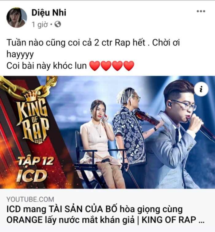 Trong khi đó, Diệu Nhi lại nước mắt ngắn dài khi xem tiết mục này.