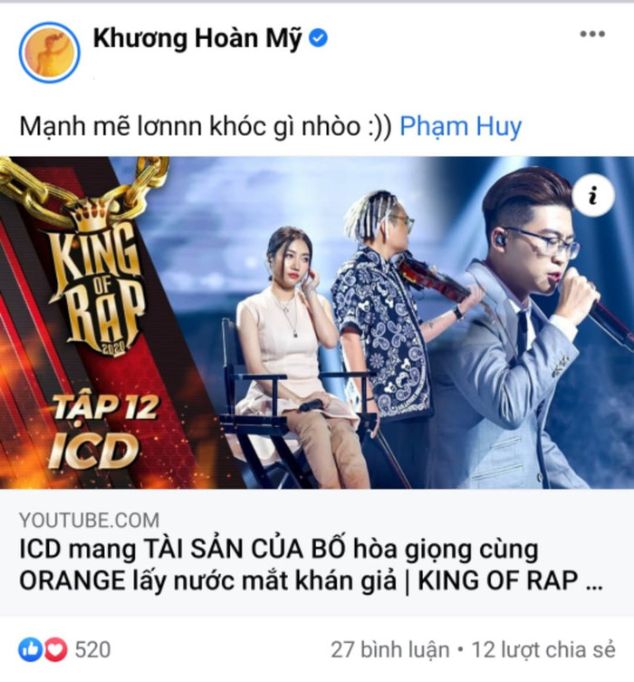 Orange động viên ICD sau tiết mục đẫm nước mắt này.