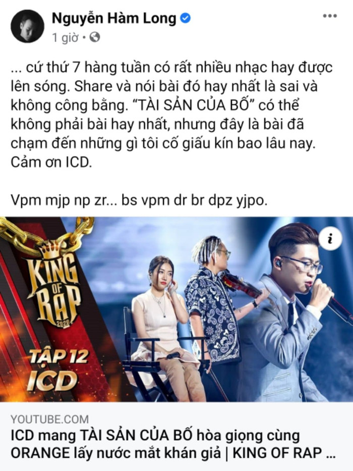 Long Halo - 'Gà' Sơn Tùng M-TP gửi lời cảm ơn đến ICD.