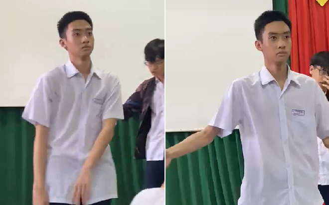 Gương mặt không cảm xúc của nam sinh khi tập văn nghệ khiến cư dân mạng thích thú Ảnh 2