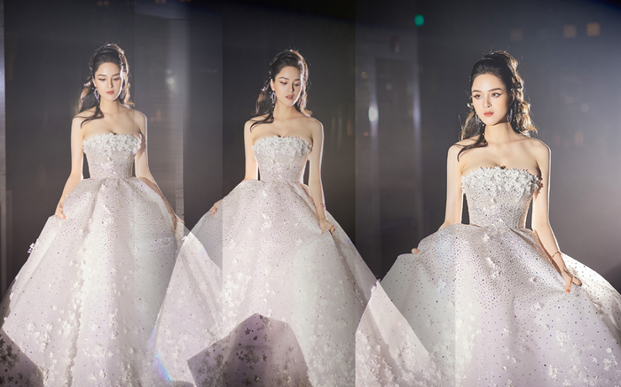 Á hậu Hoàng Anh tỏa sáng lộng lẫy trong bộ váy cưới đính pha lê Swarovski kì ảo Ảnh 2