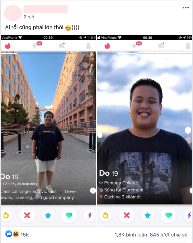 Một tài khoản Tinder được cho là của thần đồng Đỗ Nhật Nam ngay lập tức nhận được sự chú ý của nhiều người.&nbsp;