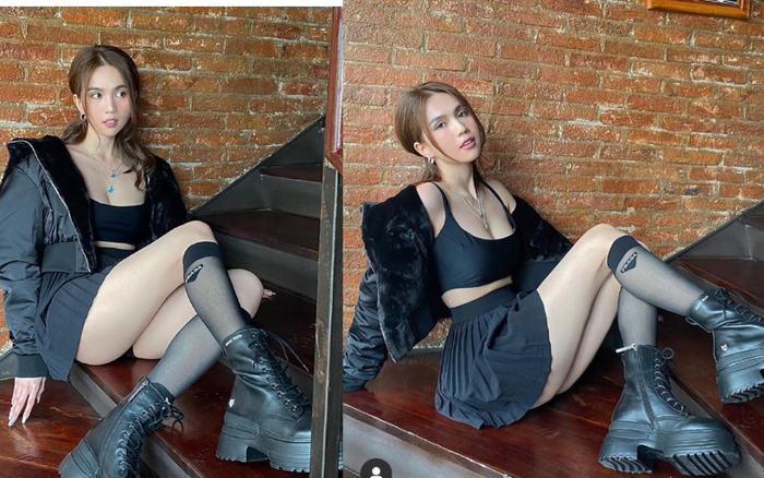 Ngọc Trinh mặc váy siêu ngắn, úp mở cặp giò trắng nõn vượt xa idol Hàn Ảnh 2