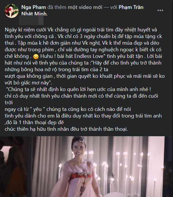 Mina Phạm gửi đến chồng những lời đầy tình cảm