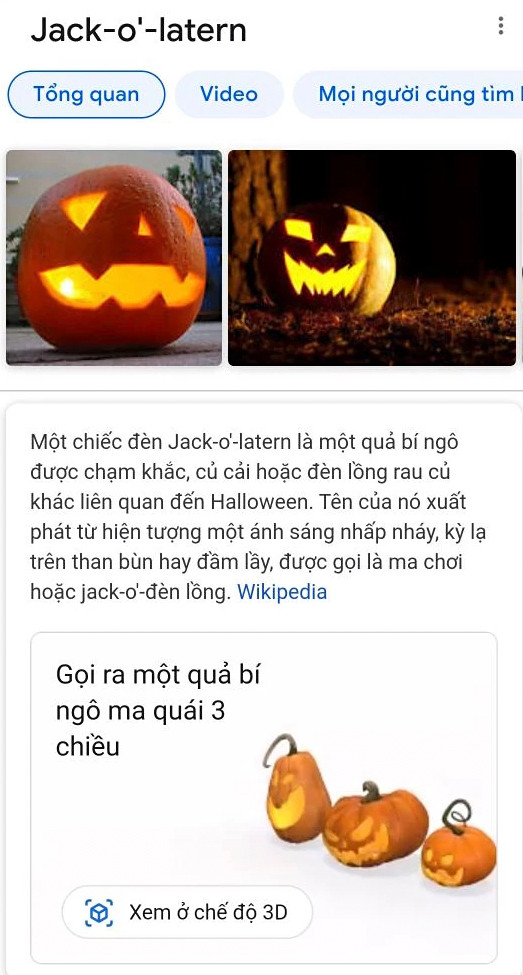 Jack-o’-lantern (Quả bí ngô ma quái).