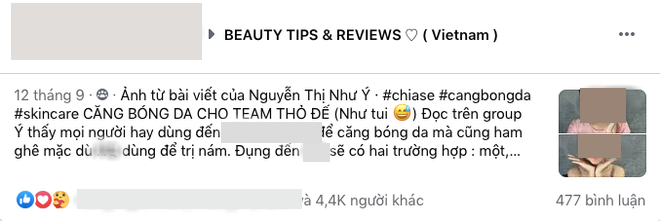Bài đăng thực tế của một đăng vào hội nhóm 'Beauty Tips & Reviews'