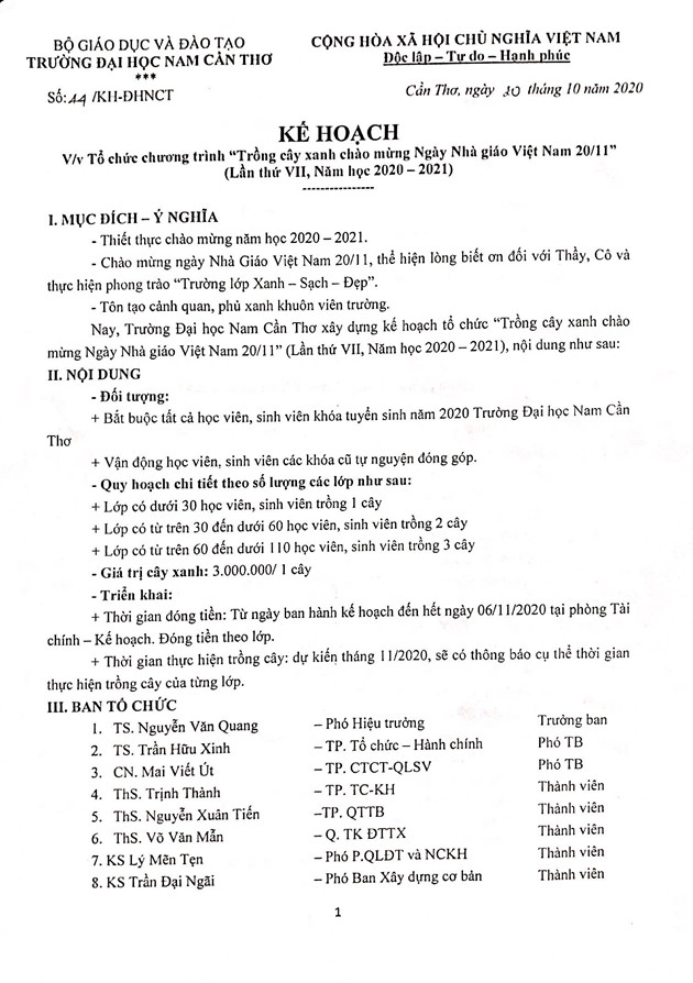 Thông báo của ĐH Nam Cần Thơ nêu. 